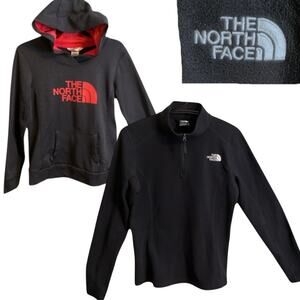 North Face Youth Hoodie & Quarter Zip Fleece Gray Black Red Logo Size S Lot